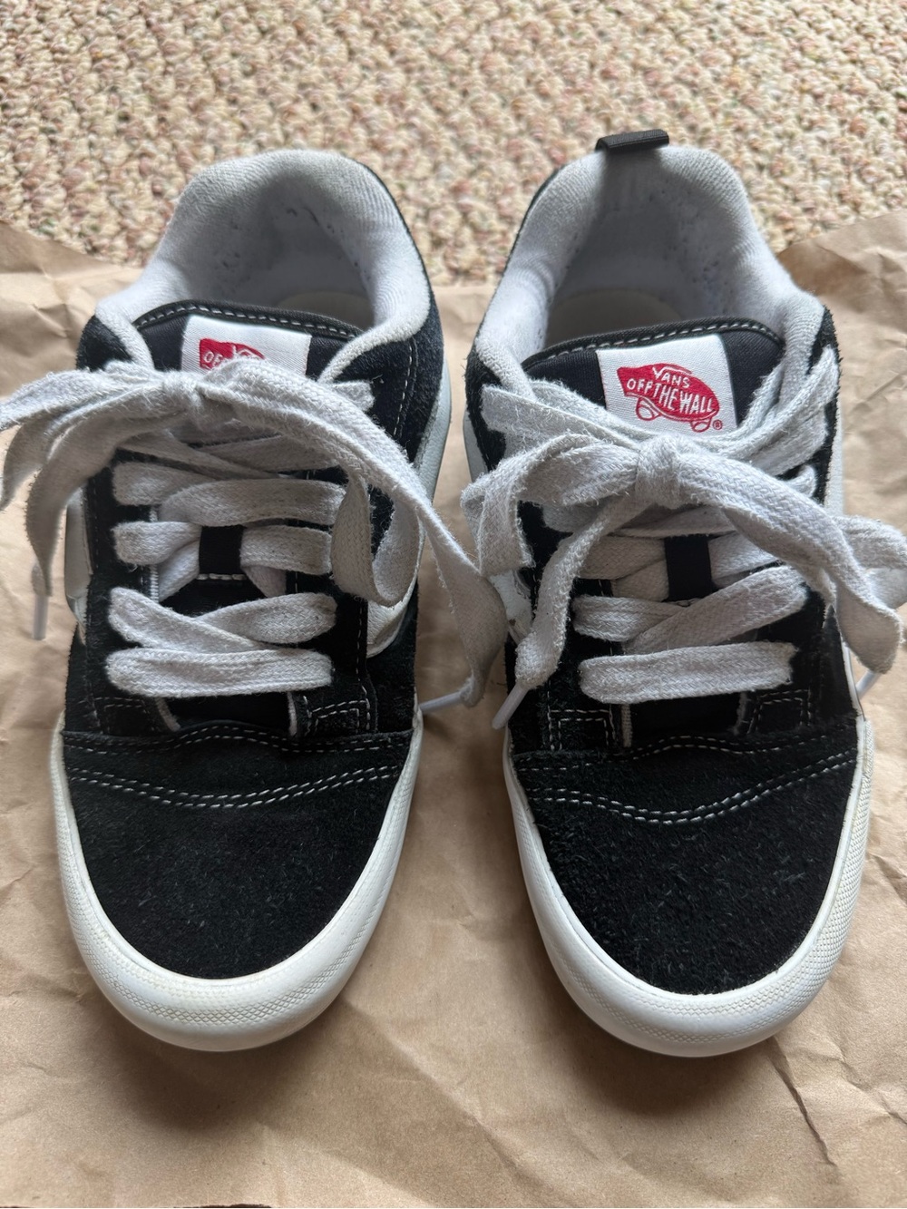 Vans Kids Black & White Low-Top Skate Sneakers
